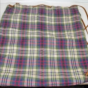 J. Crew Multicolor Plaid Drawstring Tote Bag